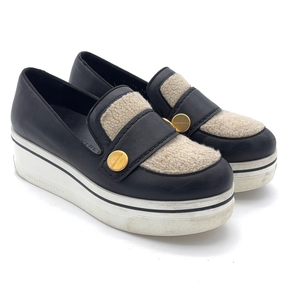 Stella McCartney Emilie Platform Loafer Faux Shearling Black EU 38 / US 7.5
